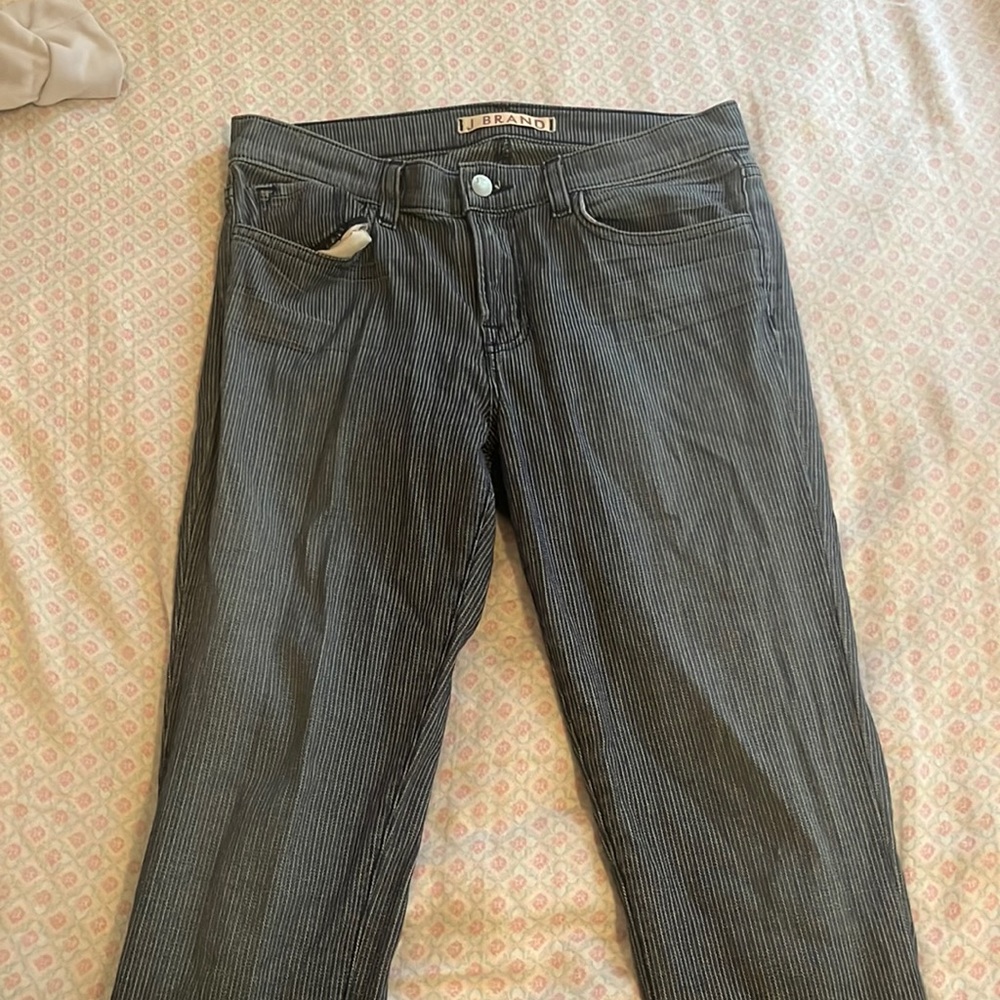J Brand striped lightly worn jeans with a back zipper